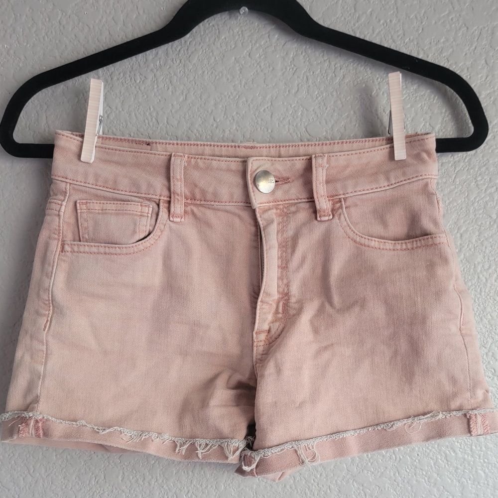 American Eagle Pink Super Super Stretch Hi-Rise Shortie — Size 0